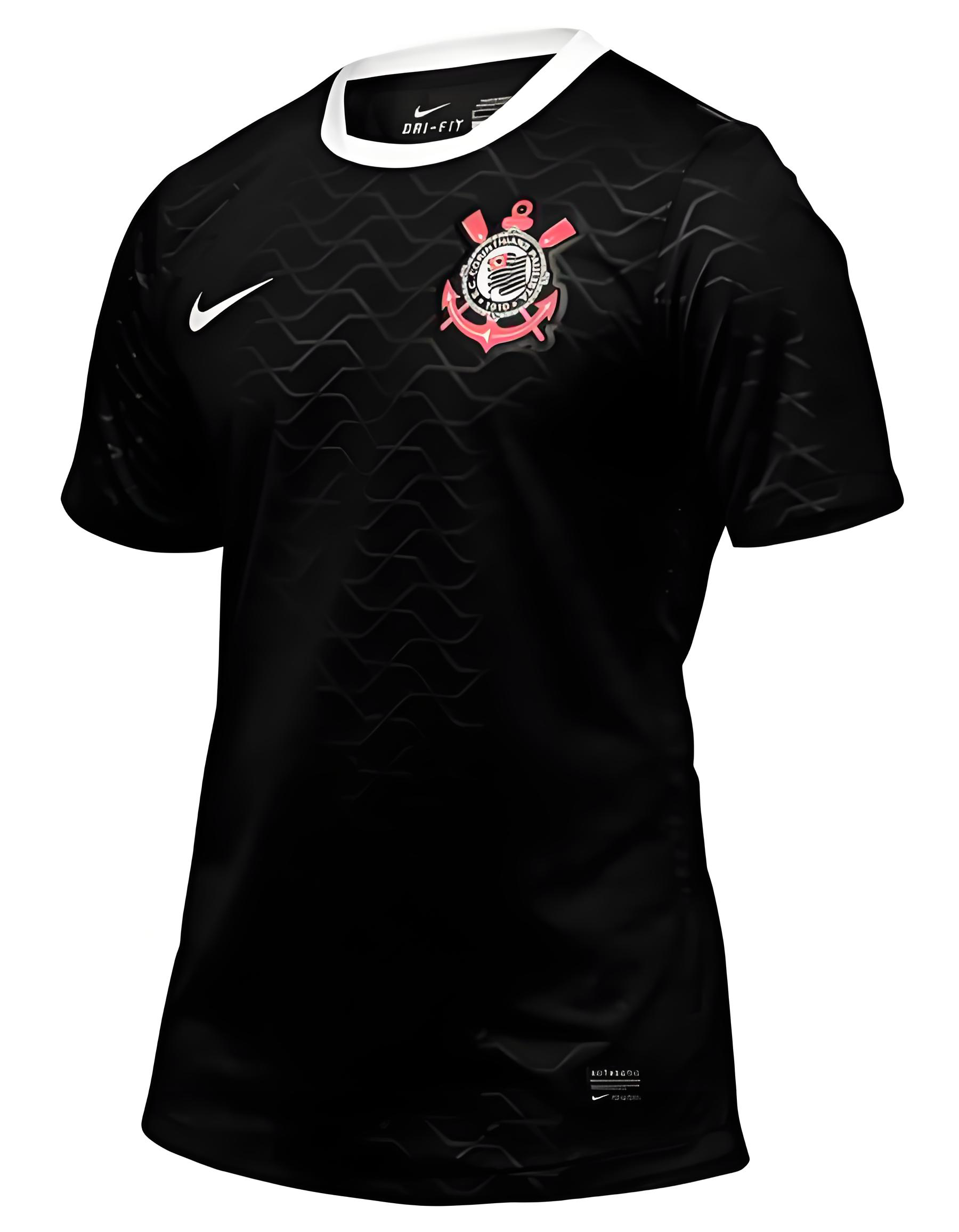 camisa retrô Corinthians preta com gola polo branca